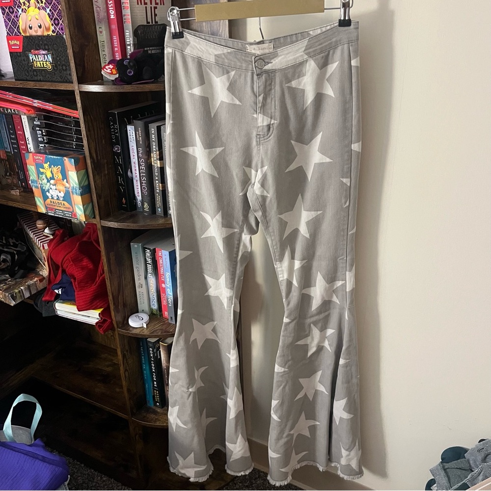 Altar'd State Gray Star Boot Cut Pants